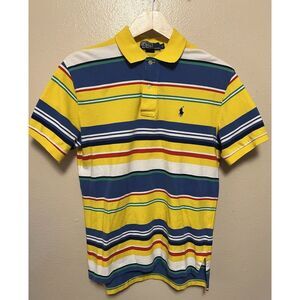 Polo by Ralph Lauren Polo Shirt Yellow Multicolor Striped Short Sleeve Mens Sz S